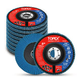 TOPEX 125mm Zirconia Flap Disc, 40/60/80/120 Grit, 10Pack