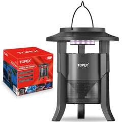 TOPEX 5W  Solar Garden Mosquito Killer Lamp, 2-in-1 Rechargeable Bug Zapper with UV Light, Removable Tray, Night Light for Indoor & Outdoor Use