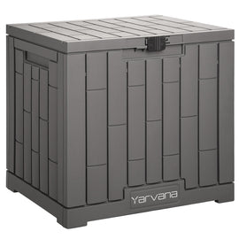 Yarvana Indoor/Outdoor Storage Box 30 Gal/113L with Lockable Lid Ottoman Chair Seat for Toys, Gardening Tools, Waterproof and UV Resistant, Gray