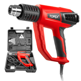 TOPEX Heat Gun Hot Air Heating Tool Kit Dual Speed w/ 5 Accessories Storage Case