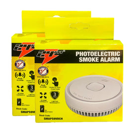24m 2PCs Smoke Alarm Fire Detector Photoelectric w/ 9V Battery 24m Australian Standard