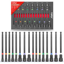 Load image into Gallery viewer, TOPEX 16Pcs Magnetic Impact Nut Driver Set Impact Grade Socket Extension Power Drill Bit Extensions Hex Shank Adapter Drill Nut Driver Tool Accessory