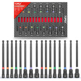 TOPEX 16Pcs Magnetic Impact Nut Driver Set Impact Grade Socket Extension Power Drill Bit Extensions Hex Shank Adapter Drill Nut Driver Tool Accessory