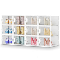 Stelive 12PCS Shoe Display Box Shoe Box Storage Containers Stackable Shoe Storage Box 33x25.4x18.6cm