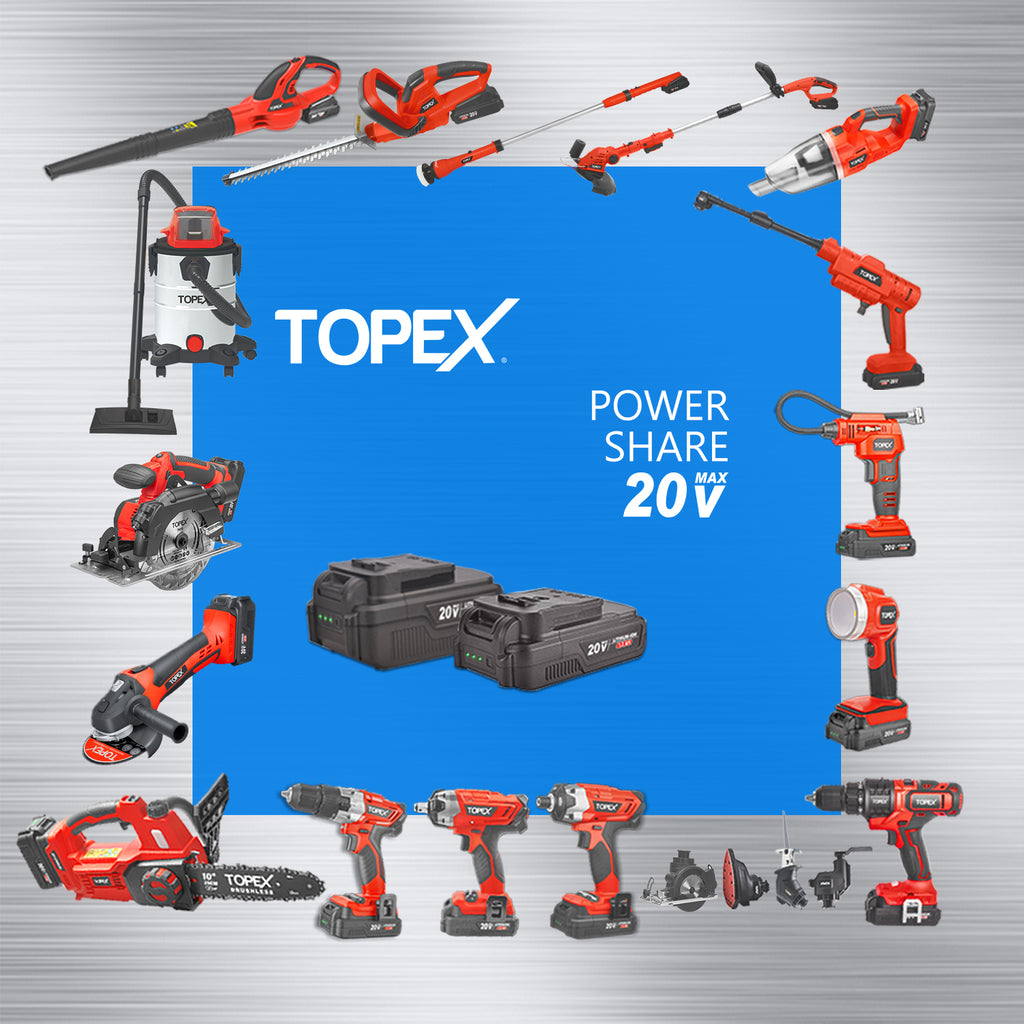 TOPEX 20V Cordless Hammer Drill Impact Driver Power Tool Combo Kit w/ Drill Bits