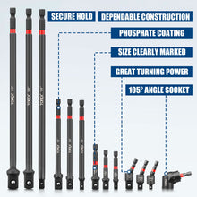 Load image into Gallery viewer, TOPEX 13-piece 1/4&quot; Impact Socket Adapter Set Socket Bit Adapters Extension Bar Set