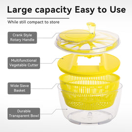 Stelive 2-IN-1 Salad Spinner Salad Spinner Vegetable Chopper Slicer Food Choppers Vegetable Slicer Fruit Cutter Food Dicer with Container Hand Guard (Yellow)