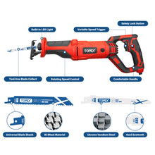 Load image into Gallery viewer, TOPEX 920W Reciprocating Saw w/ 34 Pcs Blades  Quickly Cut Depth in Wood and Metal Cutting