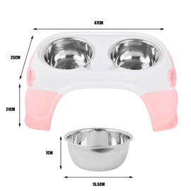 truepal Pink Dual Elevated Raised Pet Dog Puppy Feeder Bowl Stainless Steel Food Water Stand