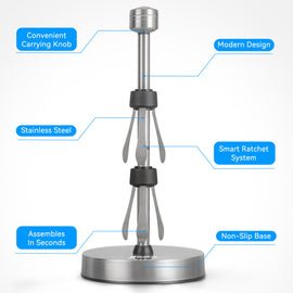 Stelive 11-Inch Paper Towel Holder, Free-Standing Kitchen Roll Holder, Weighted Paper Towel Dispenser with Suction Cup Base, One-Handed Tear, Stainless Steel
