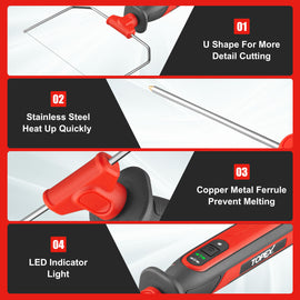 TOPEX 4V 3-IN-1 Cordless Foam Cutter, Hot Knife Engraving Kit, Electric Styrofoam Polystyrene Cutting Tool Set, with LED light for Crafting and Foam Projects