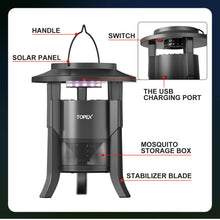 Load image into Gallery viewer, TOPEX 5W  Solar Garden Mosquito Killer Lamp, 2-in-1 Rechargeable Bug Zapper with UV Light, Removable Tray, Night Light for Indoor &amp; Outdoor Use