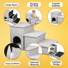 Load image into Gallery viewer, truepal 3 Steps Portable Pet Soft Plush Ladder Dog Cat Stairs Ramp with Storage Box