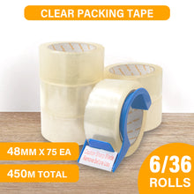 Load image into Gallery viewer, MasterSpec Clear Packing Tape - 6 Rolls, 450m Total Length, 48mm x 75m