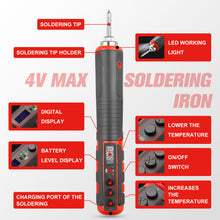 Load image into Gallery viewer, TOPEX 4V Max Cordless Soldering Iron and Charger, Cordless Soldering Iron Kit, 12 Sec Quick Heat Up