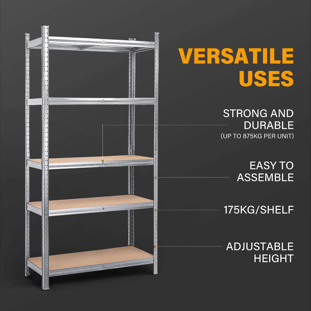 MasterSpec 5-Tier Garage Shelving 1500x700x300mm Warehouse Rack Shelf Storage Rack Garage Shelves