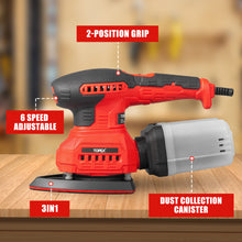 Load image into Gallery viewer, TOPEX 3in1 200W Electric Finishing Sander Sanding Tool 6 Speeds 3 Sanding Base Plate Size