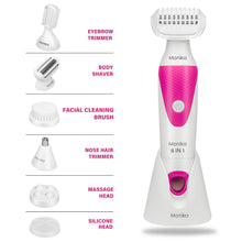 Load image into Gallery viewer, Monika 6-in-1 Electric Lady Shaver, Cordless for Woman Face/Leg/Underarm, Micro USB Portable
