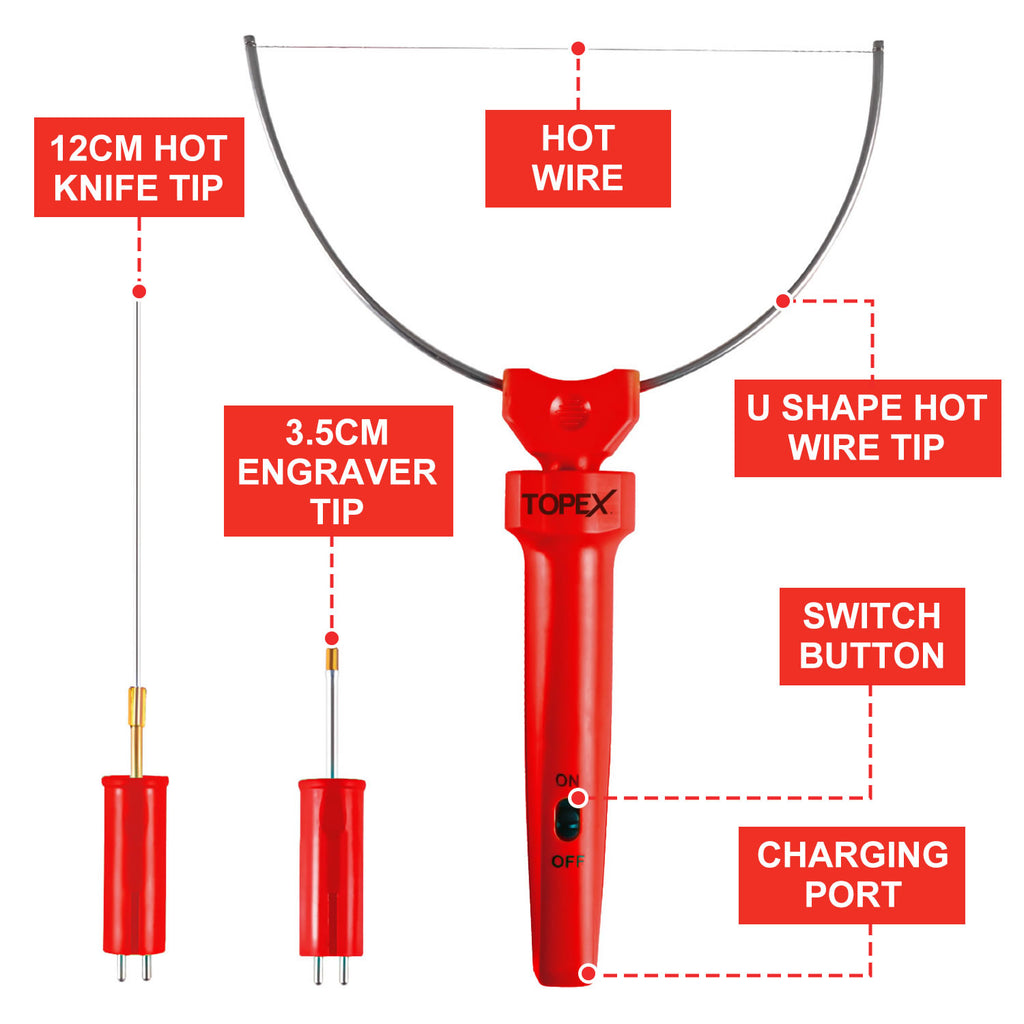 TOPEX 3-in-1 Hot Wire Foam Cutter Styrofoam Cutting Tool Set