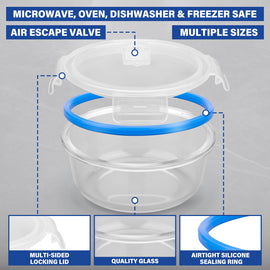 Stelive 12 PCS Glass Food Storage Containers Airtight Food Containers Leakproof Lunch box BPA Free