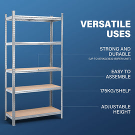 MasterSpec 2Pcs Garage Shelving Warehouse Shelf unit Storage Rack 1.8x0.9m