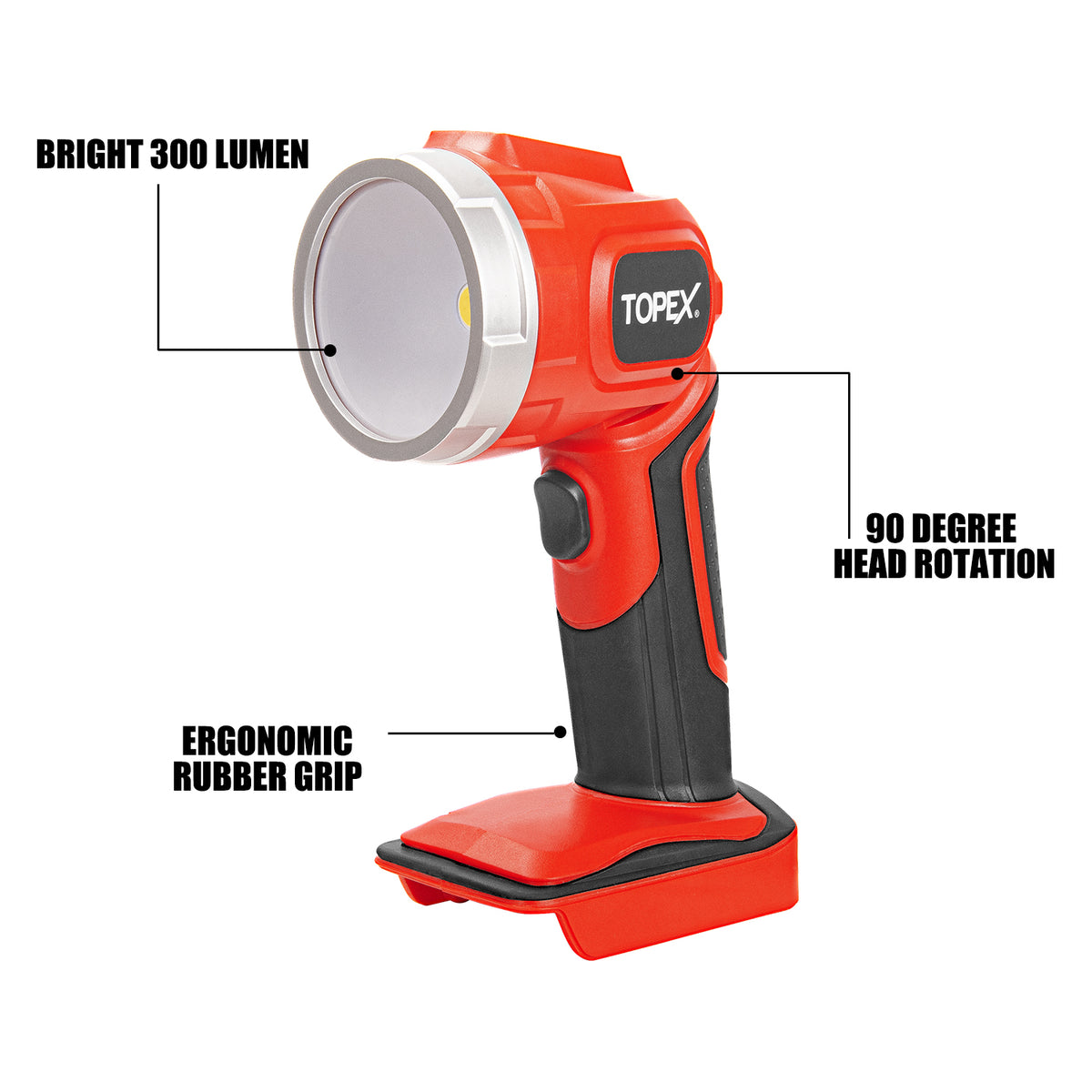 TOPEX 20V LED Light 300 Lumen Lightweight LED Torch Skin Only without ...
