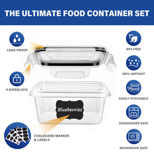 Load image into Gallery viewer, Stelive 24 PCs Food Storage Container Set, Leak Proof Lunch Boxes, BPA-Free Clear Plastic Storage Containers for Home &amp; Kitchen Organization with Labels &amp; Pen