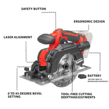 Load image into Gallery viewer, TOPEX 20v 165mm Cordless Circular Saw Skin Only Without Battery