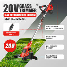 Load image into Gallery viewer, TOPEX 20V Cordless Grass Trimmer, 30cm Grass Trimmer Lawn Mover &amp; Edger Garden Tool, Battery Powered Grass Cutter with Spool Line for Home Yard