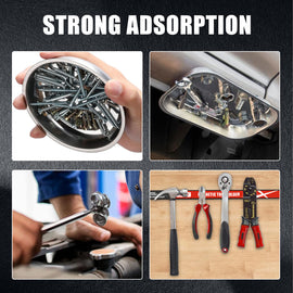 TOPEX 5 PCE Magnetic Parts Trays Tool Holder Strip with Pickup Set, Stainless Steel 5 - 3/8