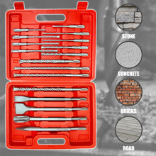 Load image into Gallery viewer, TOPEX 17 Piece SDS PLUS Rotary Hammer Drill Bits Set &amp; Chisel Bits Hole Tool Set