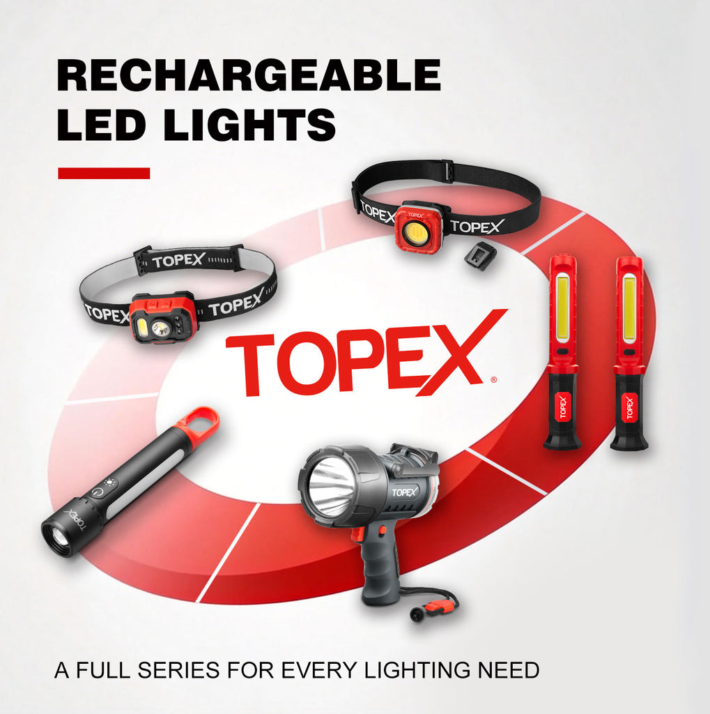 TOPEX 2 Pack Rechargeable Work Light, 2000 Lumens Magnetic LED Work Light with Hooks, 360° Rotation 3 Modes Light & 1/4" Thread for Car Repair