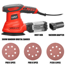 Load image into Gallery viewer, TOPEX 300W Random Orbital Sander Polisher Variable Speed +15pcs Sand Papers