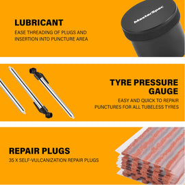 MasterSpec 64pcs a Tubeless Tyre Puncture Repair Kit Universal Flat Tyre Plug Tool Set
