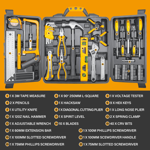 MasterSpec 79-Piece Hand Tool Set Household Tool Kit Hammer Plier Scis ...