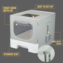 Load image into Gallery viewer, truepal Cat Litter Box/Basin Pet Toilet Anti-splashing Top Exit Cat Box With Scoop Grey