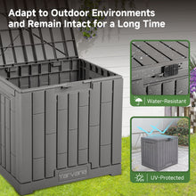 Load image into Gallery viewer, Yarvana Indoor/Outdoor Storage Box 30 Gal/113L with Lockable Lid Ottoman Chair Seat for Toys, Gardening Tools, Waterproof and UV Resistant, Gray