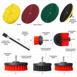 TOPEX 14-Piece Drill Brush Attachment Kit, 2-in-1 Clean & Polish Power Scrubber Set for  Effortless Scrubbing