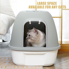 Load image into Gallery viewer, truepal Cat Litter Box Front Entry With Lid Fully Enclosed, Anti-splashing Kitty Pet Toliet Box With Scoop,532x410x406mm,Grey