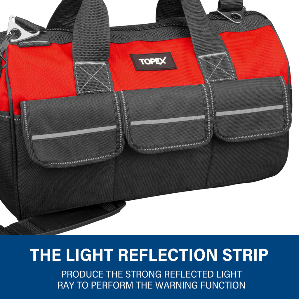 TOPEX 16-inch Tool Bag Multi-pocket Tool Organizer with Adjustable Shoulder Strap