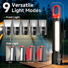Load image into Gallery viewer, TOPEX 2 Pack LED Torch Rechargeable, 800 Lumens, 600M Super Bright Adjustable Focus Flashlight, 9 Lighting Modes, Waterproof Torch for Camping, Outdoor