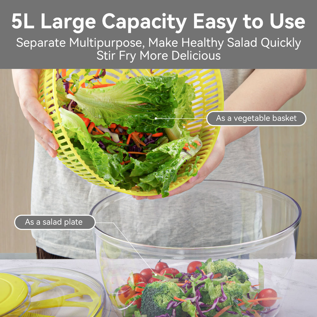 Stelive 11-IN-1 Salad Slicer Salad Spinner Vegetable Chopper Food Choppers Vegetable Slicer Fruit Cutter Food Dicer with Container Hand Guard (Yellow)