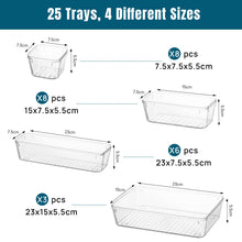 Load image into Gallery viewer, Stelive 25 PCS Clear Plastic Drawer Organisers Set, 4-Size Versatile Bathroom and Vanity Organiser Trays, Non-Slip Storage Containers &amp; Bins