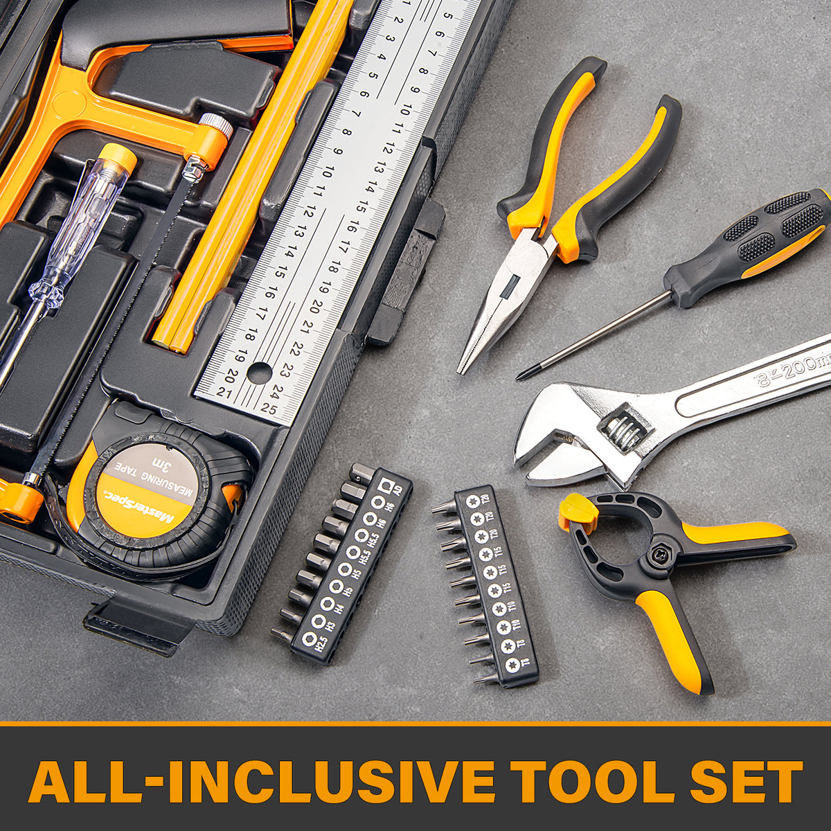 MasterSpec 79-Piece Hand Tool Set Household Tool Kit Hammer Plier Scis ...