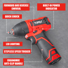 Load image into Gallery viewer, TOPEX 12V Cordless Impact Wrench with 3/8-Inch Chuck, Torque Max 120 N.m, 6 Sockets
