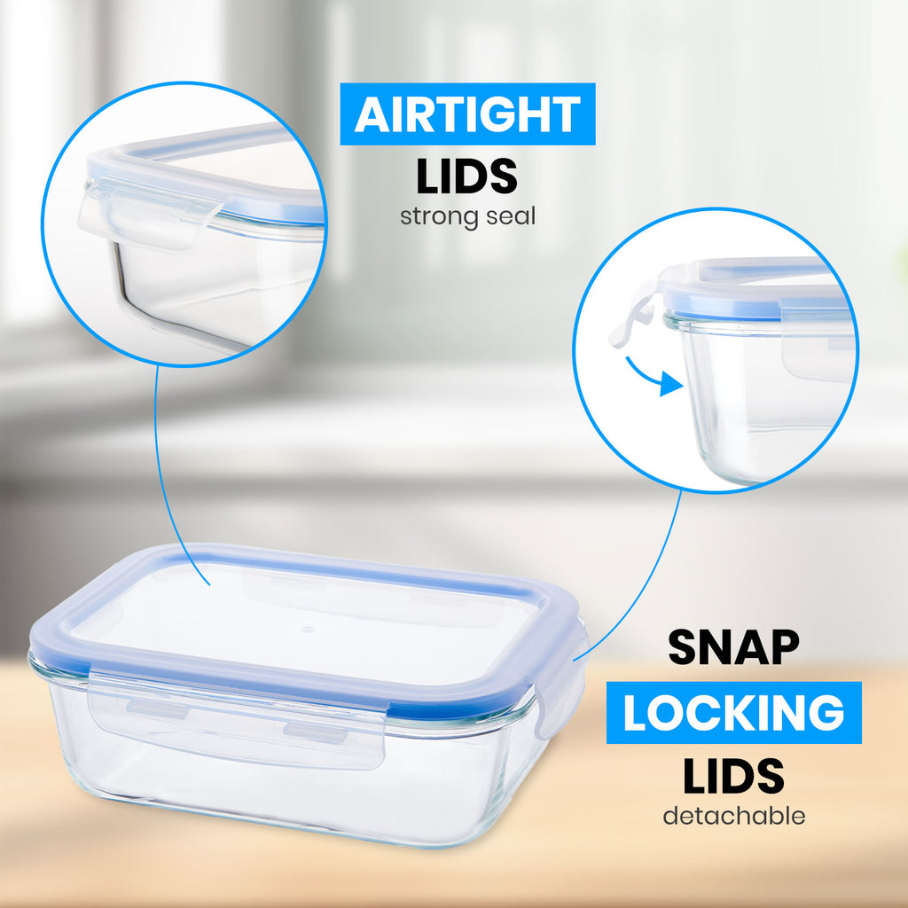 Stelive 10 PCs Glass Storage Food Containers, Glass Meal Prep Containers, Airtight Lunch Bento Boxes with Snap Locking Leakproof Lids for Microwave