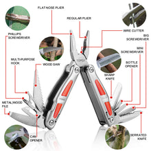 Load image into Gallery viewer, TOPEX 16-In-1 Multitool Plier, Multi Tool Pliers, Stainless Steel Plier with Safety Locking, Cutters, Knife, Screwdrivers, Wood Saw, Can Bottle Opener