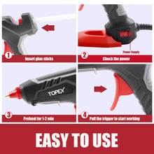 Load image into Gallery viewer, TOPEX 100w Glue Gun &amp; 130 PCS 11mm Sticks Heavy Duty 100W Hot Melt Glue Gun Electric Heating Craft