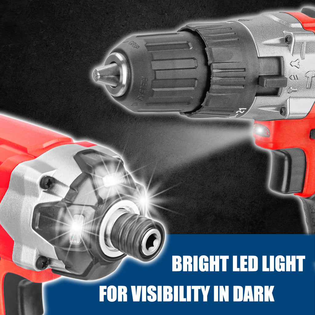 TOPEX 20V Cordless Power Tool Kit Cordless Drill Impact Driver Angle Grinder Circular Saw LED Torch w/ Tool Bag