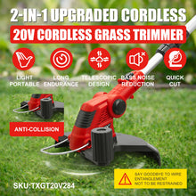 Load image into Gallery viewer, TOPEX 20V Cordless Grass Trimmer, 30cm Grass Trimmer Lawn Mover &amp; Edger Garden Tool, Battery Powered Grass Cutter with Spool Line for Home Yard